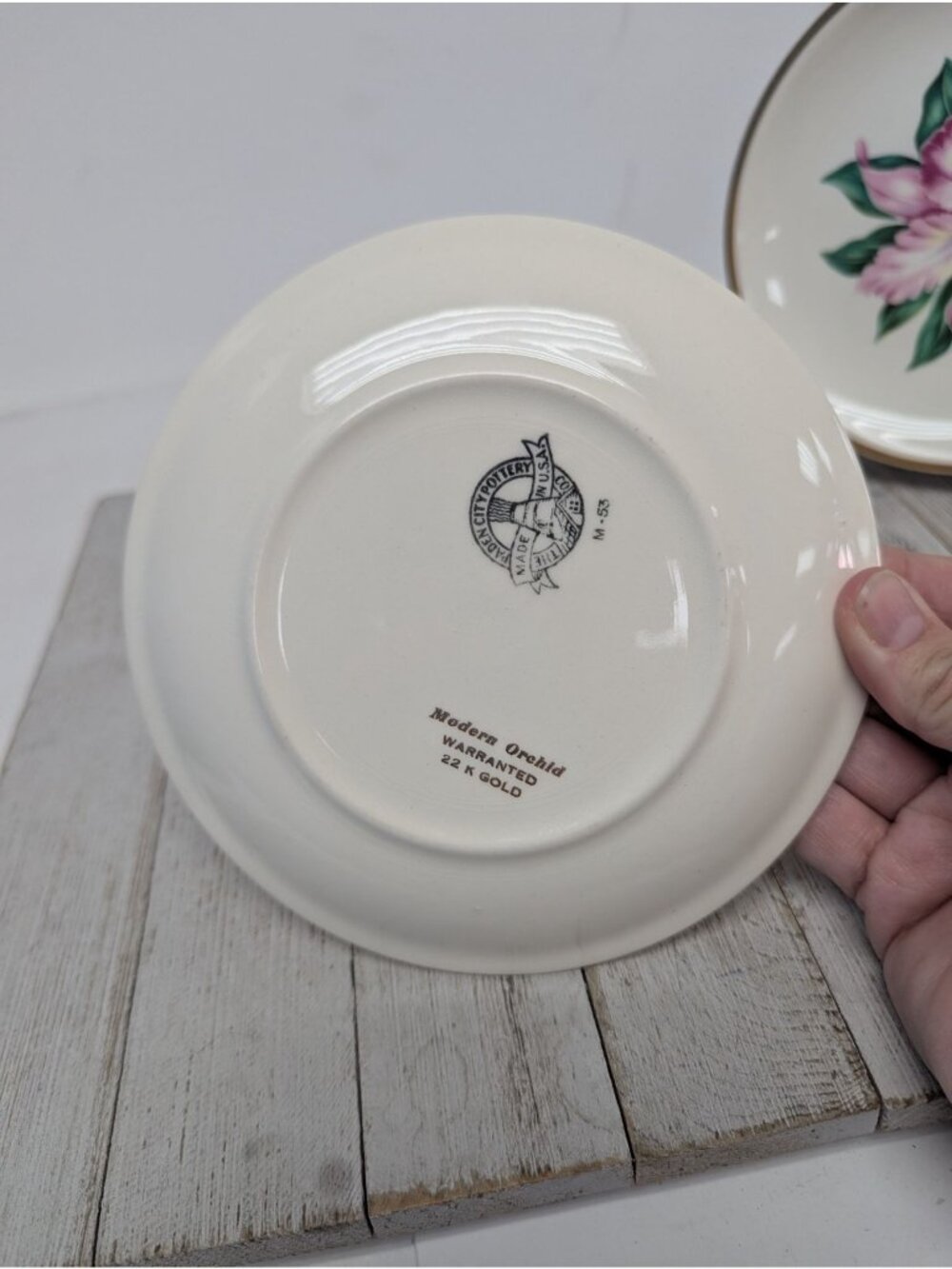 Vintage Paden City Pottery MODERN ORCHID Set 5 Dessert Bread Plates Retired USA - Picture 8 of 11